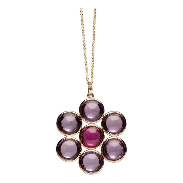 Amethyst-Rubelite Flower Pendant For Sale