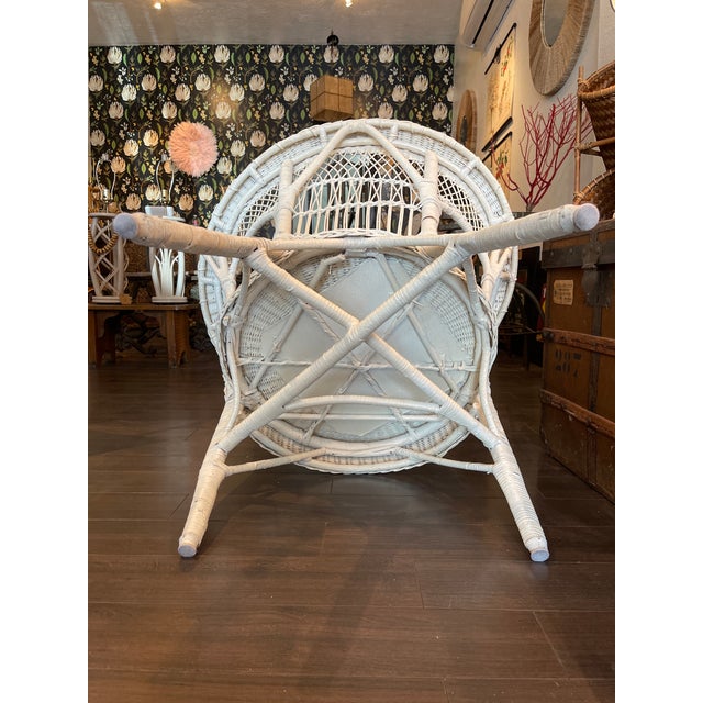 Vintage White Wicker Barrel Chair Chairish