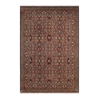Shabby Chic Pak-Persian Black/Green Wool Rug - 10'0'' X 13'9'' For Sale