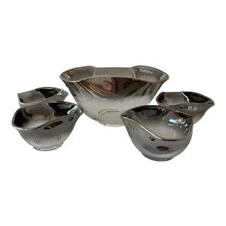 Vintage Vitreon Queens Lusterware Salad/Snack Serving Set- 5 Pieces For Sale