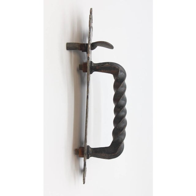 Mid 20th Century Arts & Crafts Cast Iron Hand Forged Door Pull For Sale - Image 4 of 5