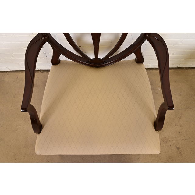 Baker Furniture Style Georgian Carved Mahogany Shield Back Dining Chairs, Set of Eight For Sale - Image 9 of 12