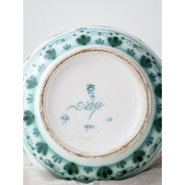 Metal Delvert Teal Botanical Ceramic Table Lamp from Royal Delft, 1970 For Sale - Image 7 of 15
