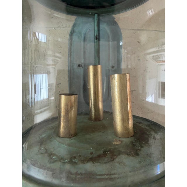 Early 21st Century Patinated Verdigris Copper Wall Sconce Lanterns - a Pair For Sale - Image 5 of 13