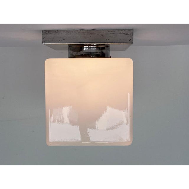 Bauhaus Bauhaus Chrome and Glass Ceiling Lamp, 1930s For Sale - Image 3 of 9