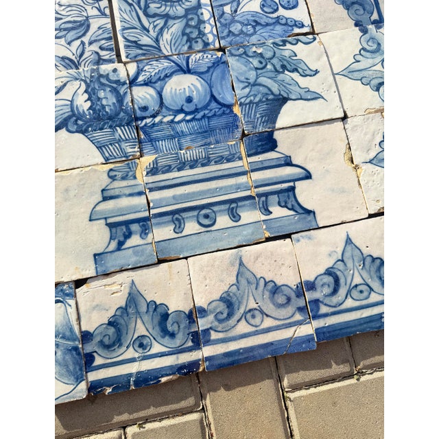 Antique 18th Century Portuguese Rococo Basket of Plenty Tile Panel For Sale - Image 4 of 15