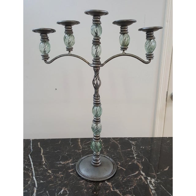 Modern Sarreid Metal and Crystal Candelabra For Sale - Image 10 of 10