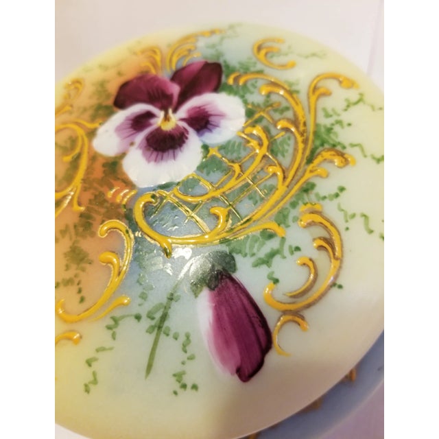 Antique Bohemian Glass Powder Jar Dresser Box For Sale - Image 4 of 10