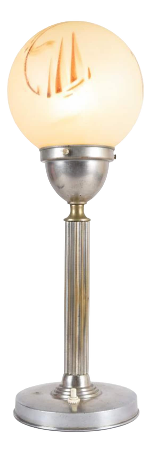 Vintage Art Deco Table Lamp with Frosted Globe and Chrome Base, 1930s