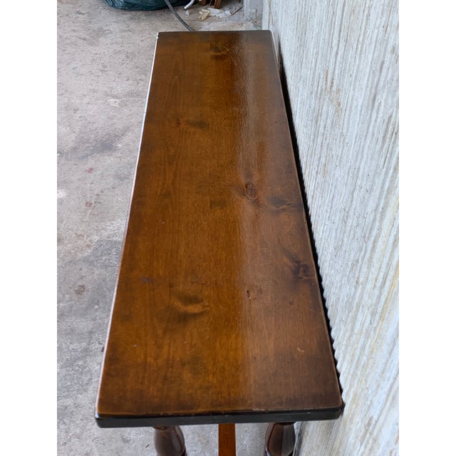 20th Century Spanish Tuscan Console Table With Two Drawers and Turned Legs For Sale In Miami - Image 6 of 13