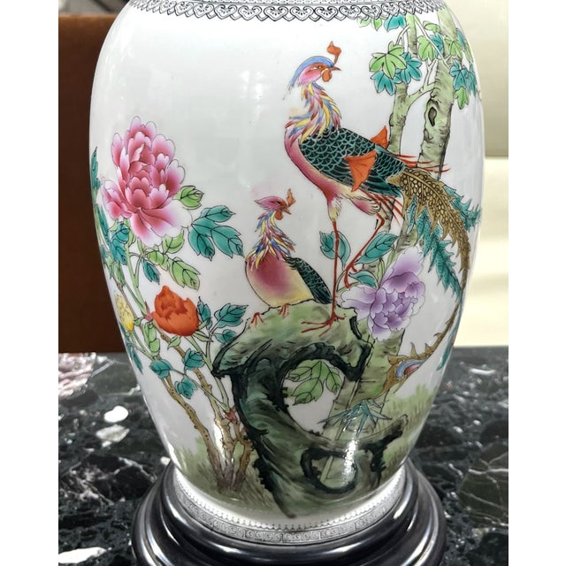 Marbro Chinese Vase Lamp, Phoenix and Peonies, Mid 20th C. For Sale In Tampa - Image 6 of 13