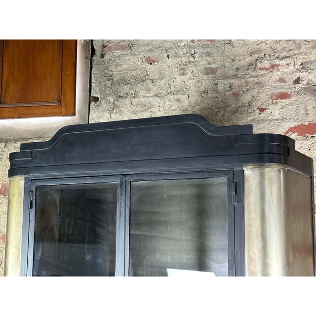 Wall Unit in Patinated and Black Steel, 1980s For Sale - Image 6 of 11