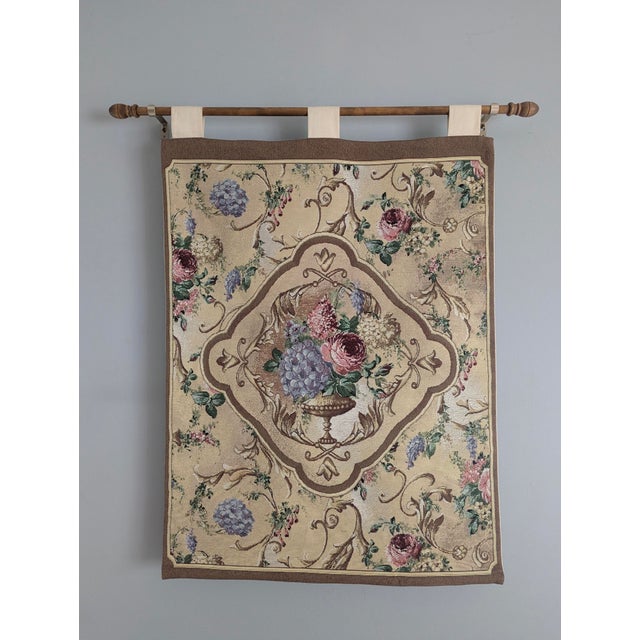 Vintage French Country Botanical Jardin Bouquet Wall Tapestry For Sale - Image 9 of 10