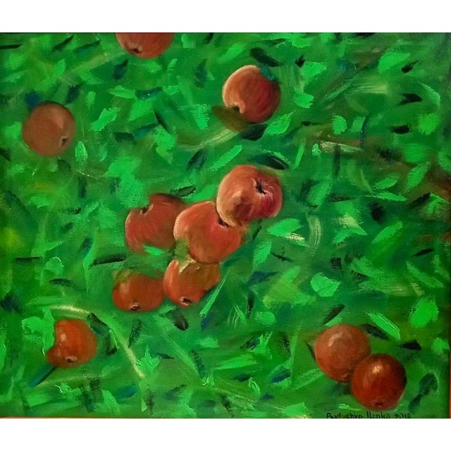 Impressionist Zoriana Pavlyshyn Decorative Apples - Framed Original Painting Oil on Canvas Decor Art Impresionist Still Life For Sale - Image 3 of 6
