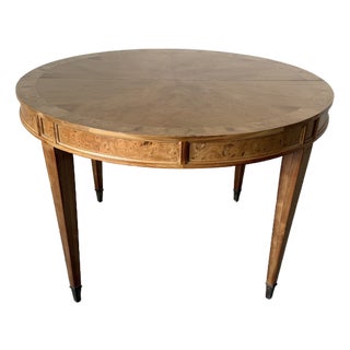 Mid Century Modern Burl Wood Expandable Dining Table For Sale