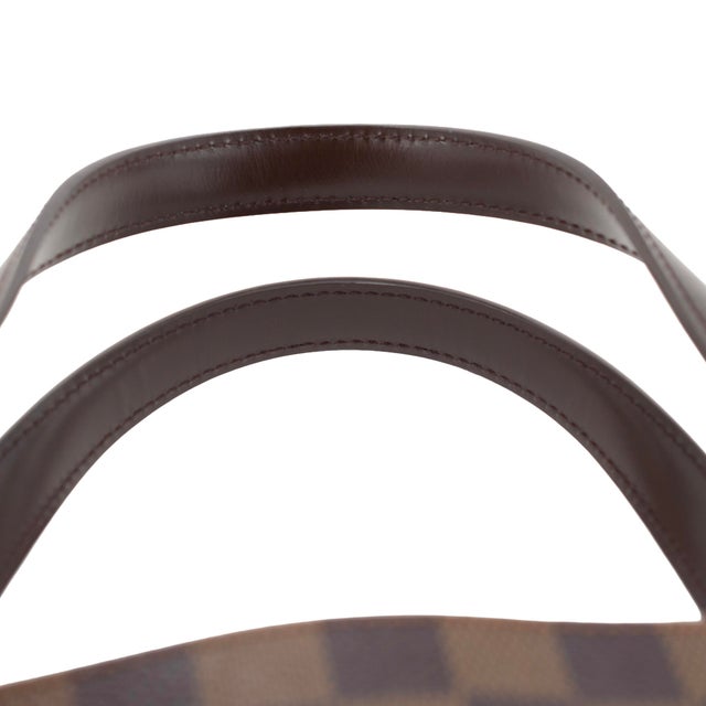 Louis Vuitton Uzès Damier Ebene Canvas Brown Leather Gold-Tone Tote Bag For Sale - Image 10 of 13