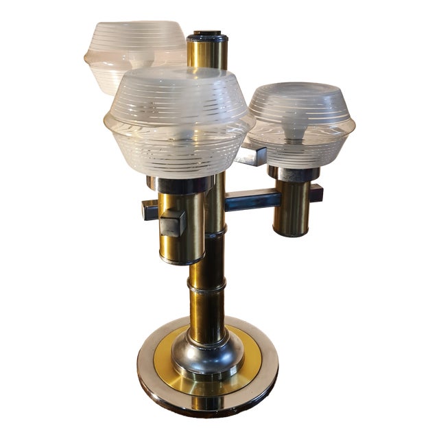 Space Age Table Lamp in Chrome Steel, 1975 For Sale