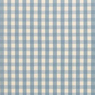 Schumacher Elton Cotton Check Fabric in Chambray For Sale