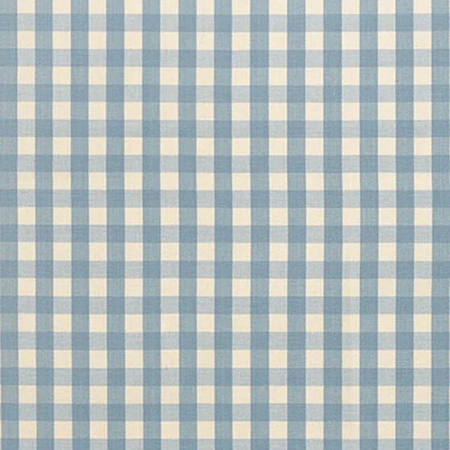 Schumacher Elton Cotton Check Fabric in Chambray For Sale