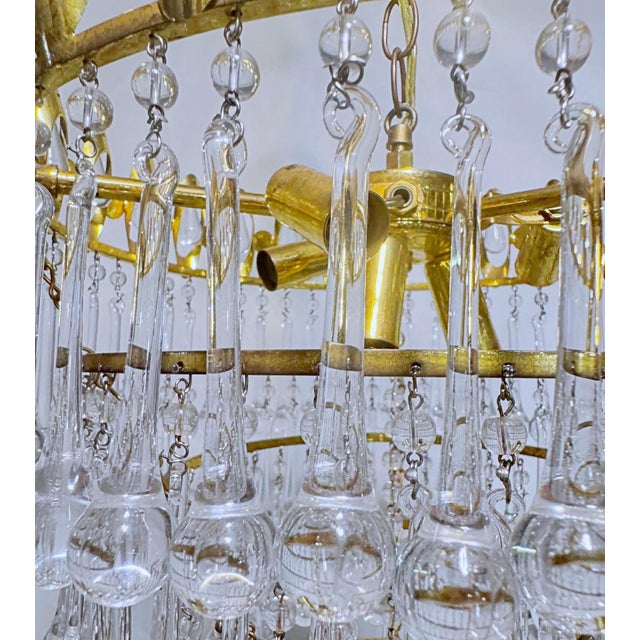 Metal Mid 20th Century Gold Frame Layered Chandelier For Sale - Image 7 of 9