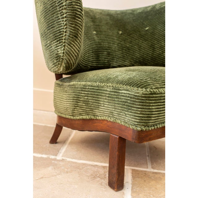 1940s 1940s Otto Schultz Green Corduroy Lounge Chair For Sale - Image 5 of 10