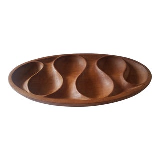 1970s Carved Teak Lauritz Jensen Fruit Snack Bowl For Sale