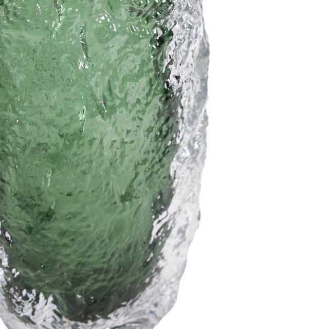 Green Emerald Crystalized Glass Vase- Medium For Sale - Image 8 of 11