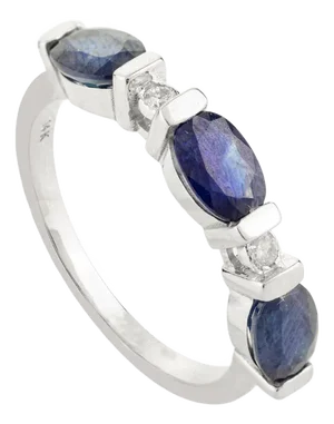 Bezel Set Blue Sapphire Half Band Ring in 14k Gold Size 7