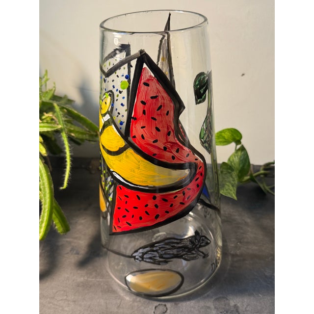 1980s 1987 Signed Italo Scanga Neo-Expressionist Hand-Painted Blown Glass Pilchuck Vase For Sale - Image 5 of 11