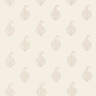 Sample - Schumacher Kerala Paisley Wallpaper in Oyster For Sale