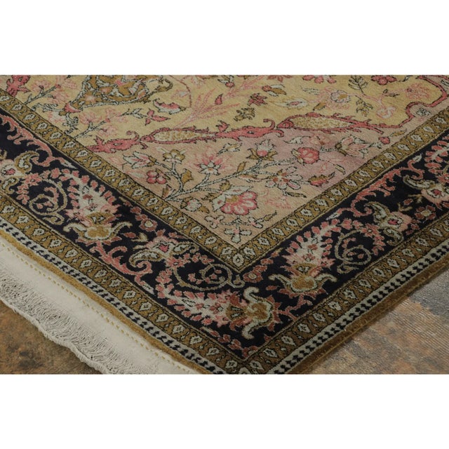 Antique Persian Qum Rug With Central Floral Play in Pastel Hues - Rug & Kilim For Sale In New York - Image 6 of 9
