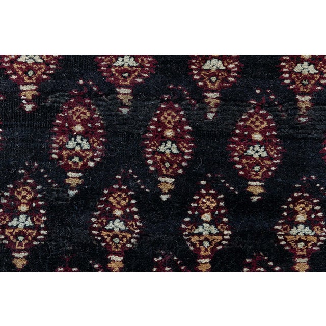 Navy Blue Doris Leslie Blau Antique Indian Navy Blue With Burgundy Rug - c. 1900 Agra For Sale - Image 8 of 8