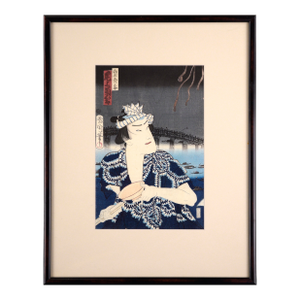 Kabuki Actor Diptych, Late 19th Century Figural Japanese Woodblock Prints (Pair) by Kunichika Toyohara
