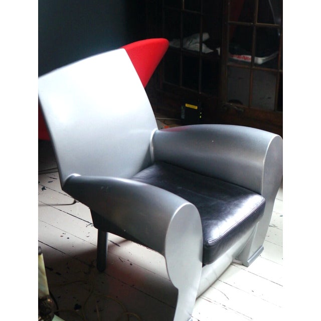 Animal Skin 1980's Philippe Starck Richard III Silver Armchair Baleri Italia For Sale - Image 7 of 10