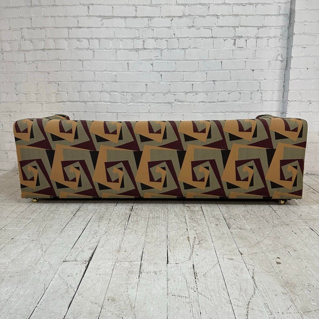 Dunbar Furniture Edward Wormley for Dunbar Sofa Possibly a Jack Lenor Larsen Fabric For Sale - Image 4 of 11