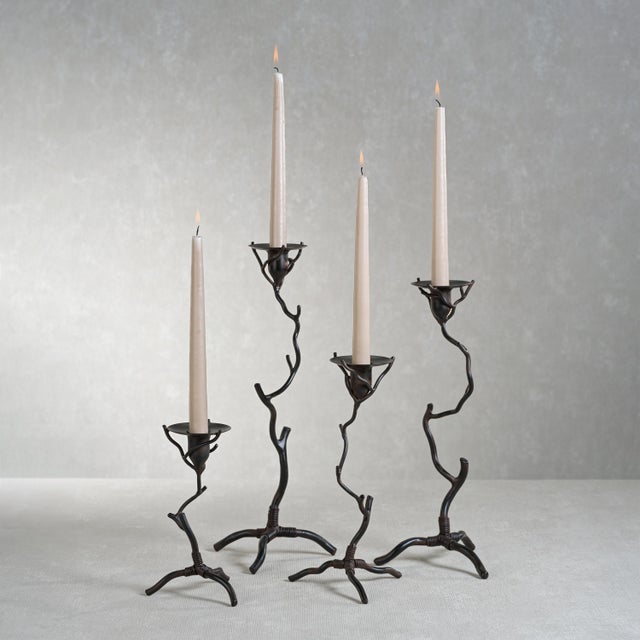 Contemporary Brunel Twig Design Wrought Iron Candleholder, 8" For Sale - Image 3 of 4