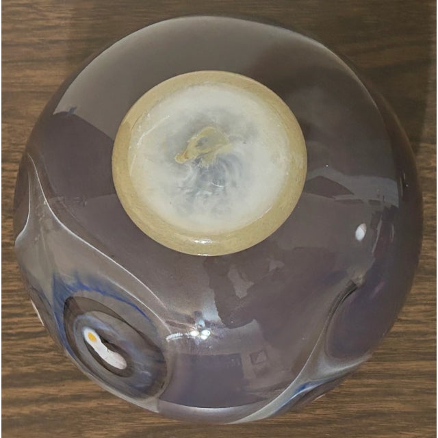 Glass 2002 Michael Rozell Art Glass Contemporary Style Fossil Line Footed Bowl (American) For Sale - Image 7 of 8