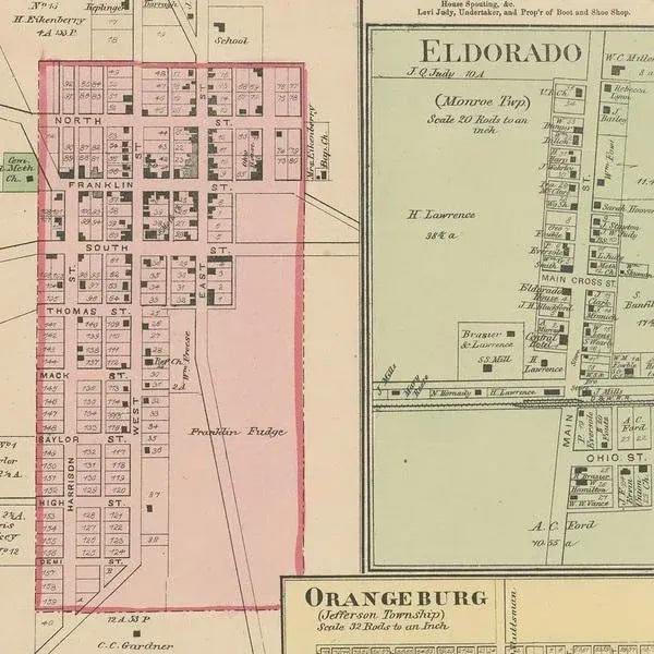 Antique Map of Winchester, Eldorado and Orangeburg, 1871 For Sale - Image 4 of 5