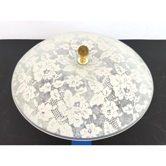 Mid Century Floral Damask Flush Light For Sale - Image 6 of 18