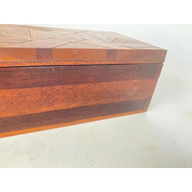 Jewelry Box in Wood with Geometrical Inlays, France, 1970s For Sale - Image 10 of 12