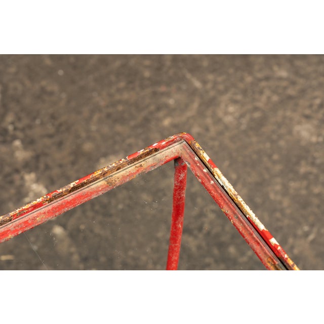 Mid-Century Chippy Paint Side Table in Red For Sale In Chicago - Image 6 of 8