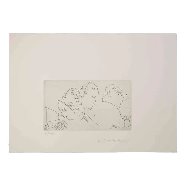 Mino Maccari, The Meeting, Etching, 20th-Century For Sale