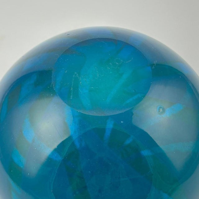Glass Azure Blue and Turquoise Ming Bottle Vase from Mdina, 1970s For Sale - Image 6 of 10