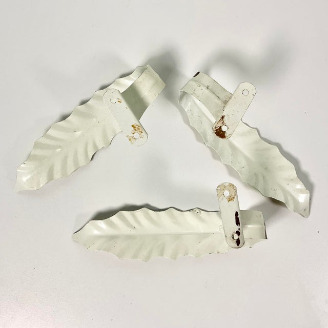 1950s Vintage Italian Roman Neoclassical Gold Tipped Acanthus Leaf Tole Tiebacks - Set of 3. For Sale - Image 12 of 12