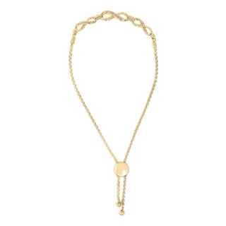 Gold Vermeil Diamond Accent Infinity Sign Lariat Bolo Bracelet For Sale