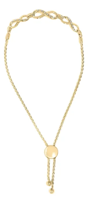 Gold Vermeil Diamond Accent Infinity Sign Lariat Bolo Bracelet