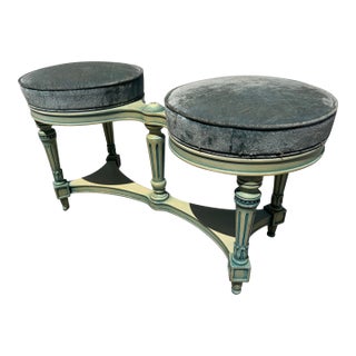 Mid 20th Century Swedish, Gustavian Style Double Seat Painted Piano Bench For Sale