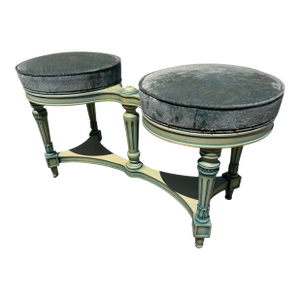 Mid 20th Century Swedish, Gustavian Style Double Seat Painted Piano Bench