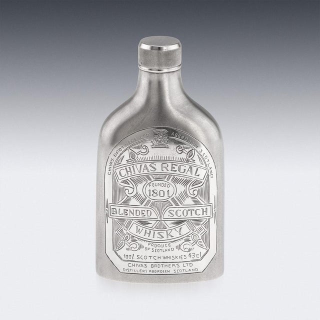 20th Century Modern Novelty Silver Whisky Bottle in the style of Chivas Regal For Sale - Image 3 of 18