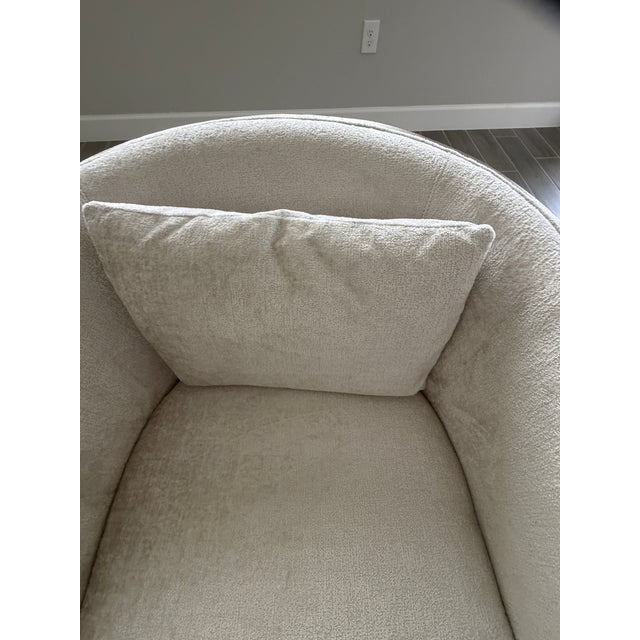 Metal Bernhardt Custom Eliot Swivel Barrel Chairs in Cream With Metallic Textured Backs – Pair For Sale - Image 7 of 12